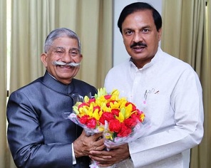 The Governor of Arunachal Pradesh Brig. (Dr.) B.D. Mishra (Retd.) with the Minister of State (Independent Charge) Ministry of Culture, Govt. of India Dr. Mahesh Sharma at New Delhi on 6th June 2018.